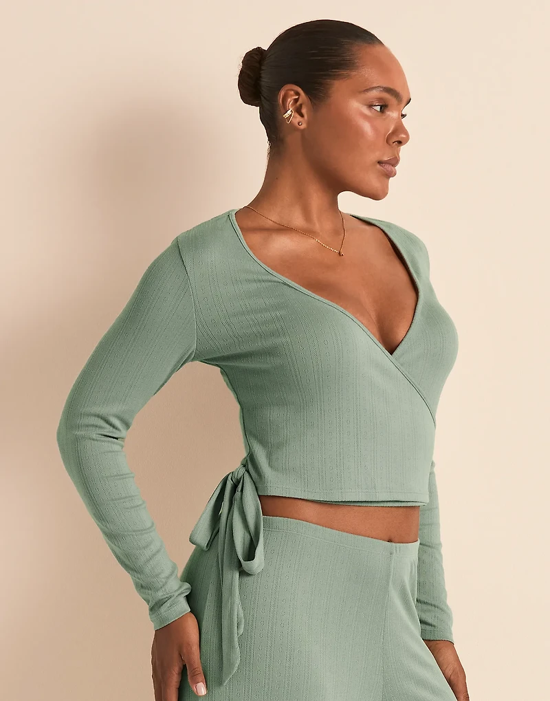 Pointelle Ballet Wrap Long Sleeve