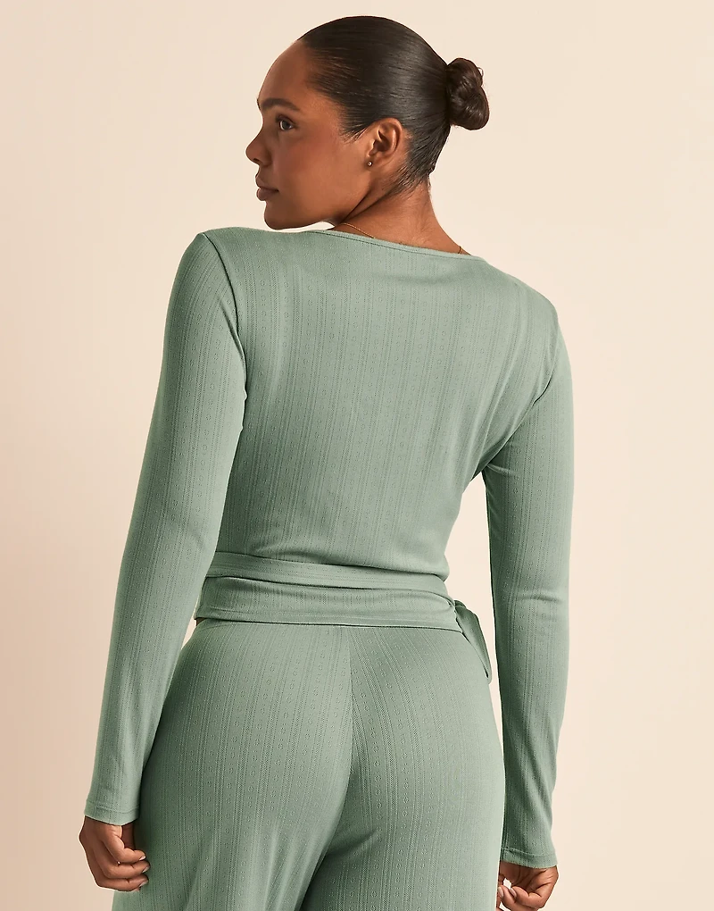 Pointelle Ballet Wrap Long Sleeve