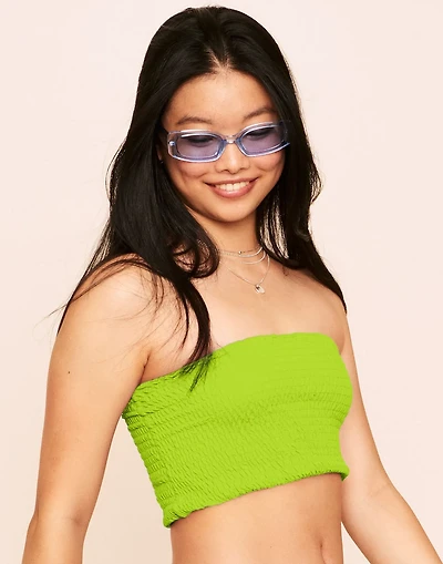Arlette Smocking Bandeau Swim Top