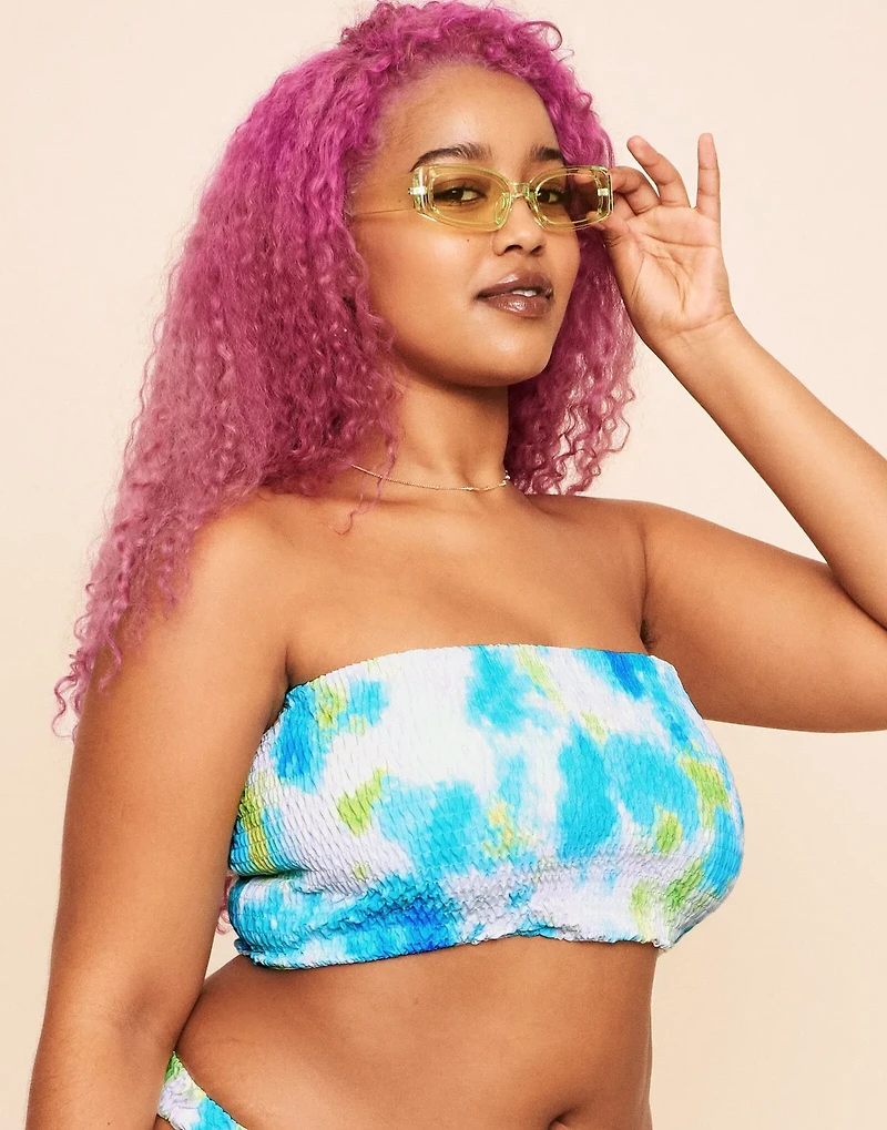 Arlette Smocking Bandeau Swim Top