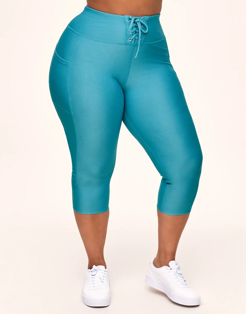 Remy Rib Lace-Up Crop Legging
