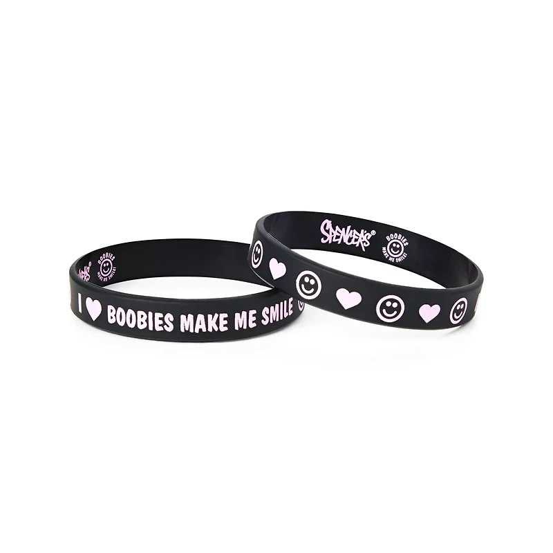 Boobies Make Me Smile Donation Rubber Bracelet