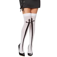 Gothic Cross Thigh High Stockings