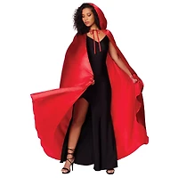 Adult Red Satin Hooded Cape