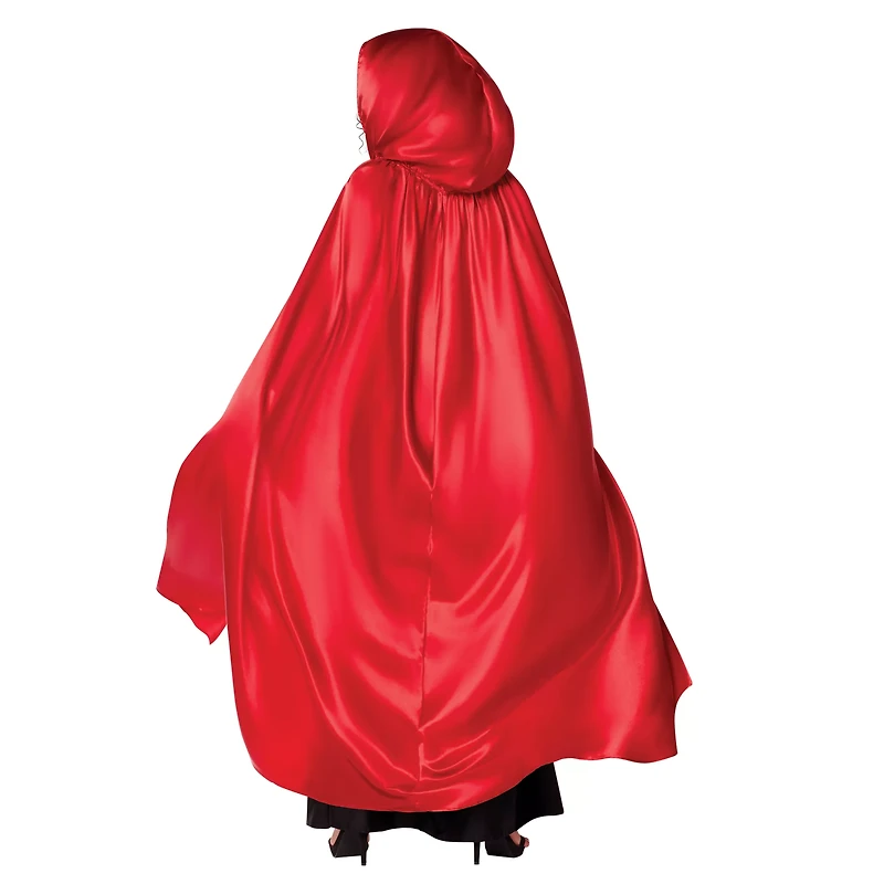 Adult Red Satin Hooded Cape
