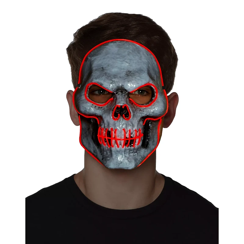 Doom EL Wire Light-Up Skeleton Half Mask
