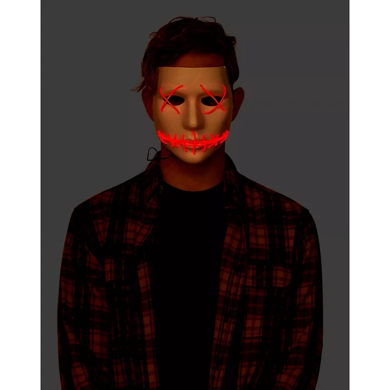 White and Red EL Wire Half Mask