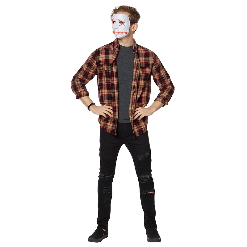 White and Red EL Wire Half Mask