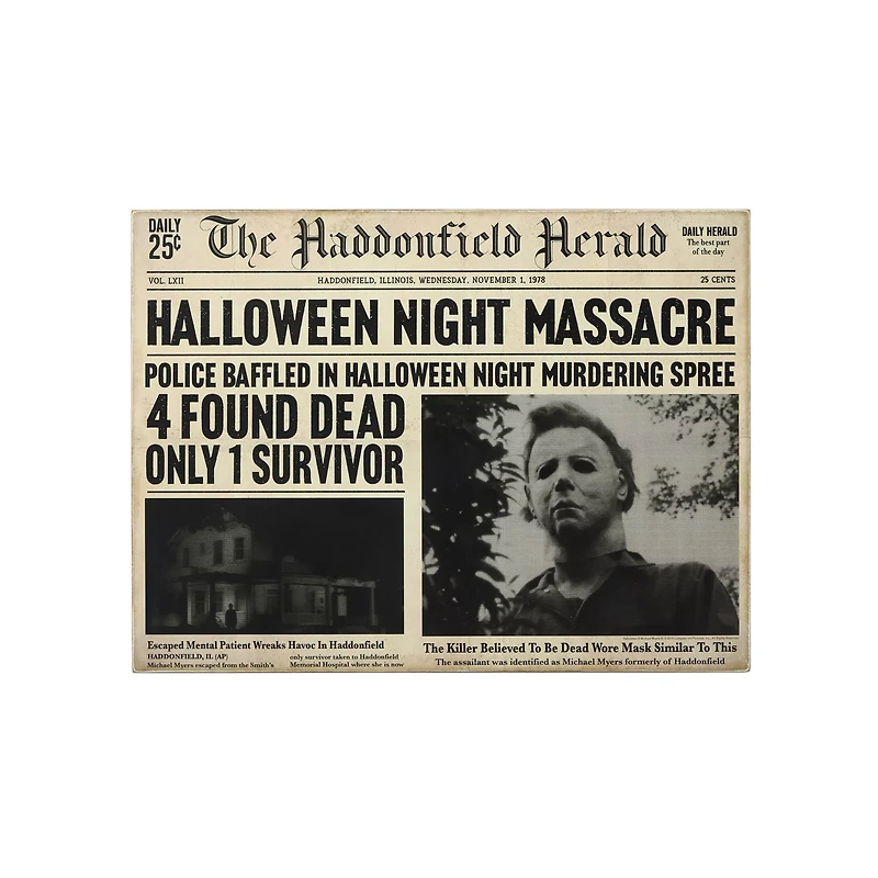 Michael Myers Haddonfield Herald Sign - Halloween