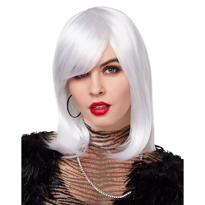 Side Bang White Pageboy Wig