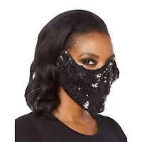 Black Skeleton Sequin Half Mask