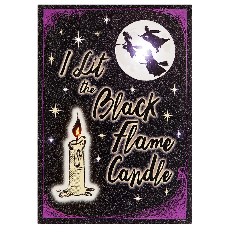 Light-Up Black Flame Candle Canvas - Hocus Pocus