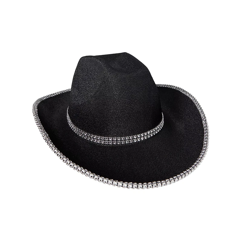 Black Glitter Space Cowgirl Hat