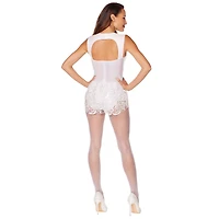 White Faux Leather Lace Bodysuit