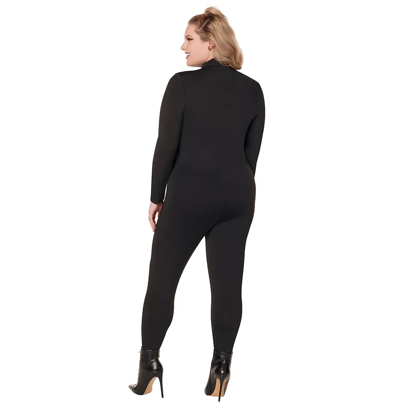 Adult Black Zip Up Catsuit