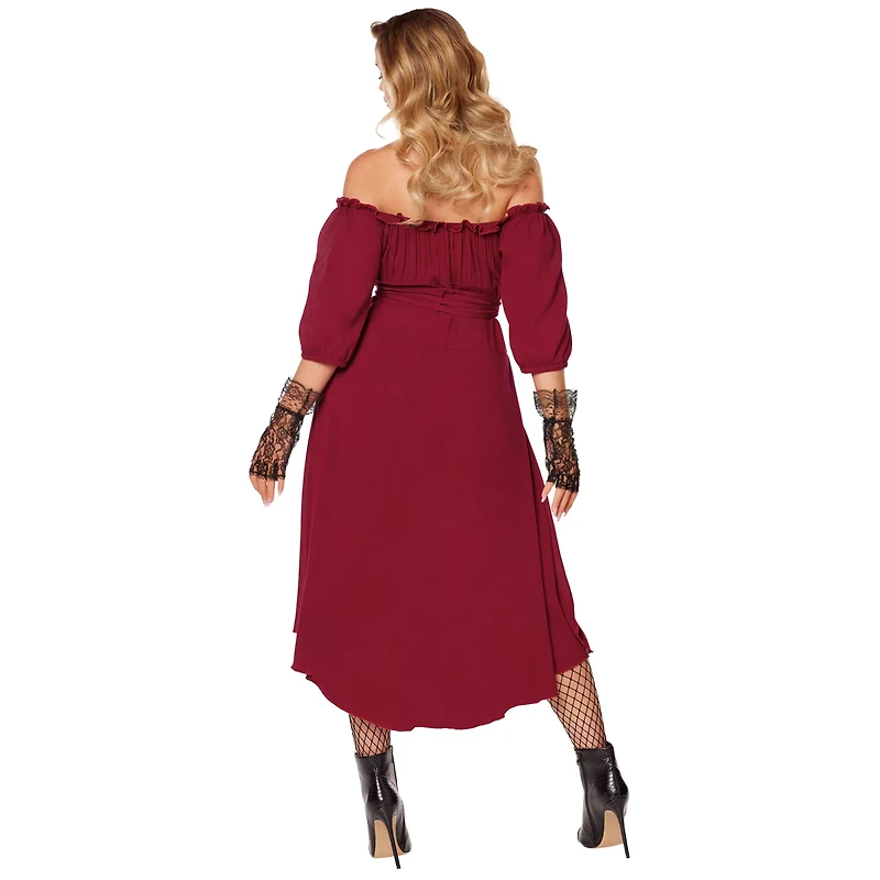 Adult Burgundy Peasant Dress