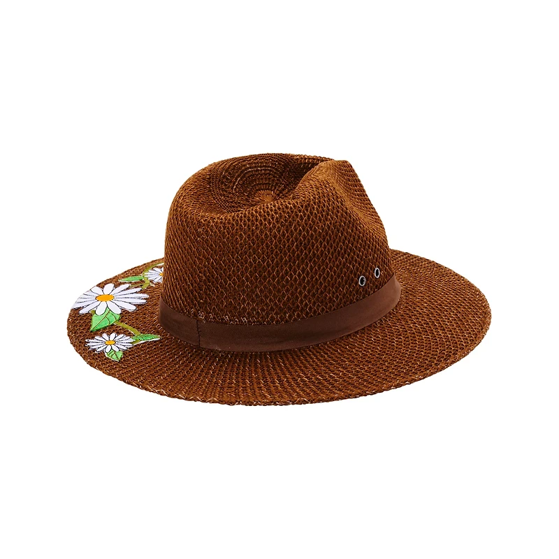 '60s Flower Embroidered Hippie Hat