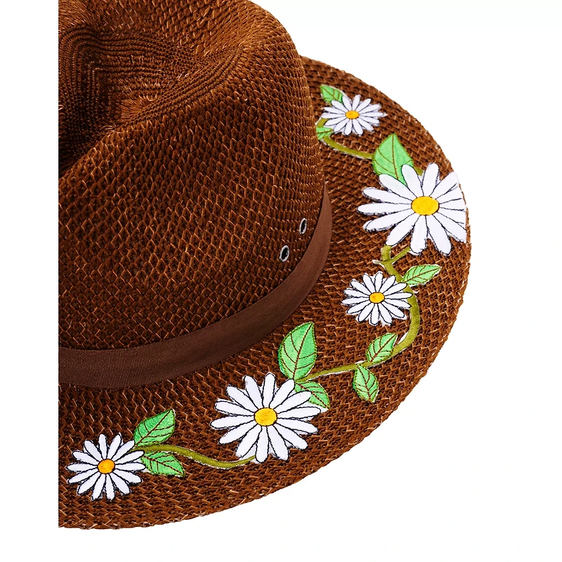 '60s Flower Embroidered Hippie Hat