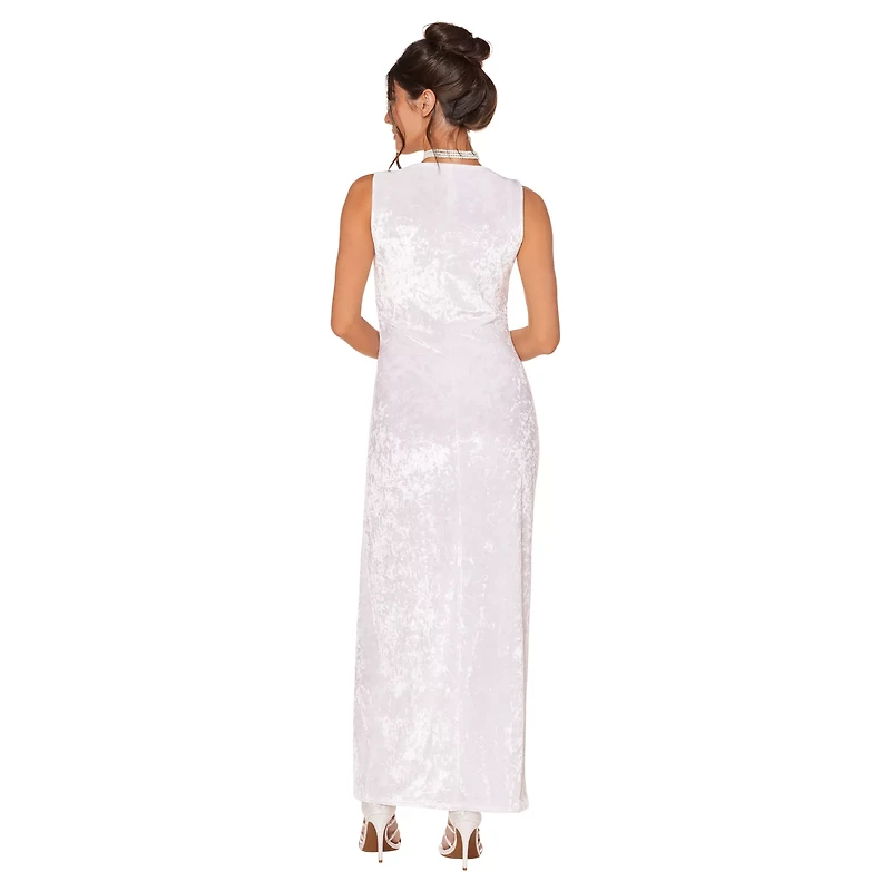 Adult White Velour Maxi Dress