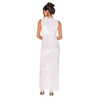 Adult White Velour Maxi Dress