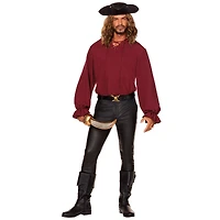 Adult V-Neck Burgundy Peasant Top