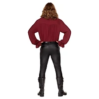 Adult V-Neck Burgundy Peasant Top