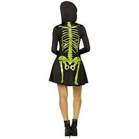 Adult Neon Green Skeleton Hooded Dress