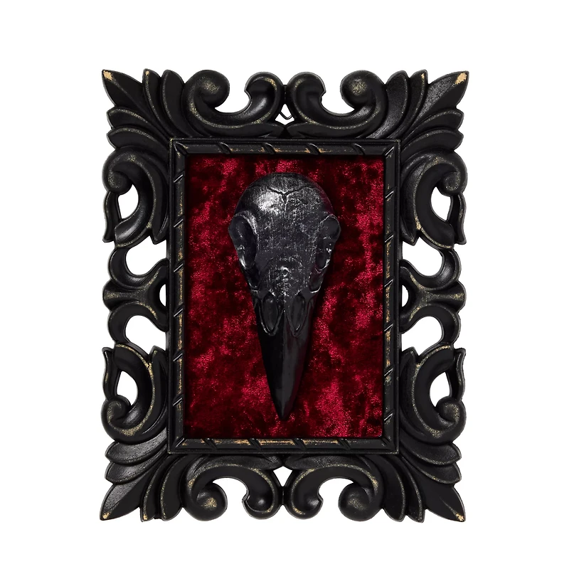 Gothic Noir Velvet Raven Skull Sign