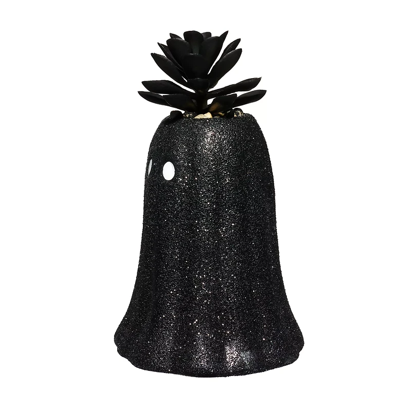 Black Glitter Ghost Faux Succulent