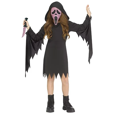 Kids Pink Ghost Face Bling Dress Costume