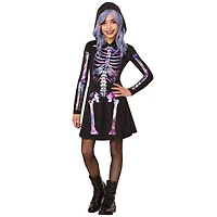 Kids Pastel Skeleton Hooded Dress Costume