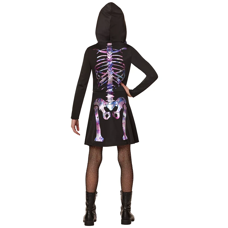 Kids Pastel Skeleton Hooded Dress Costume