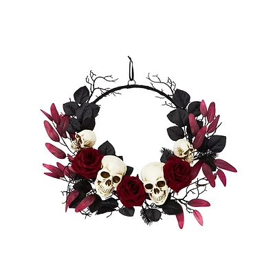 Gothic Noir Skull Wreath