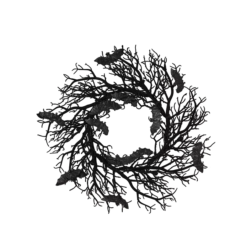 Gothic Black Bat Wreath