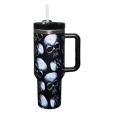 Skull Portable Travel Tumbler with Straw - 40 oz.