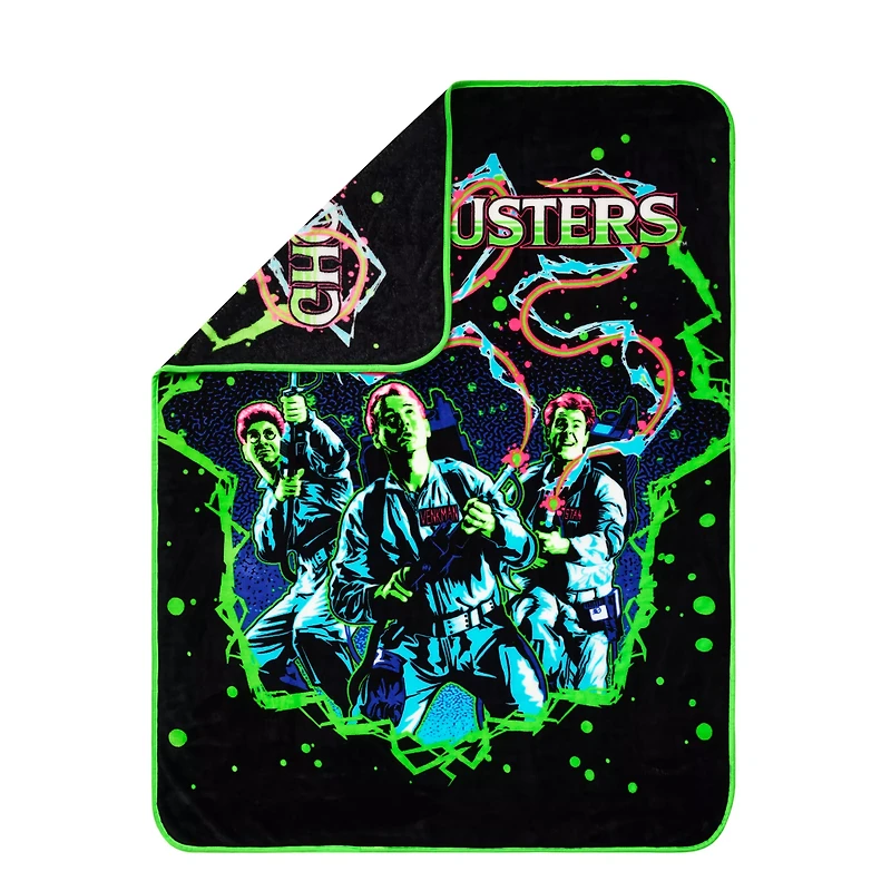 Neon Ghostbusters Fleece Blanket