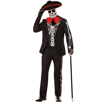 Adult Day of the Dead Skeleton Suit Costume
