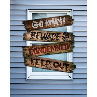 Scary Phrase Haunted Window Boards