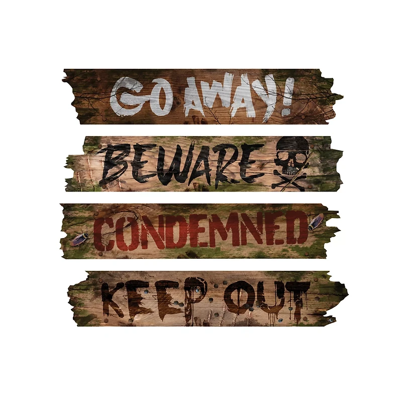 Scary Phrase Haunted Window Boards