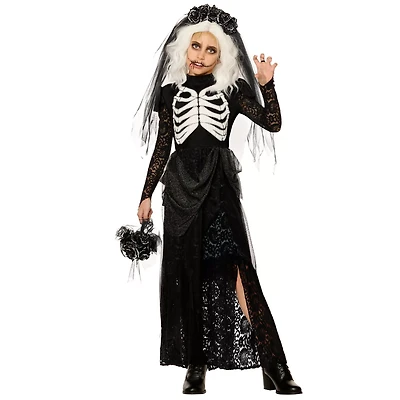 Kids Zombie Skeleton Bride Costume