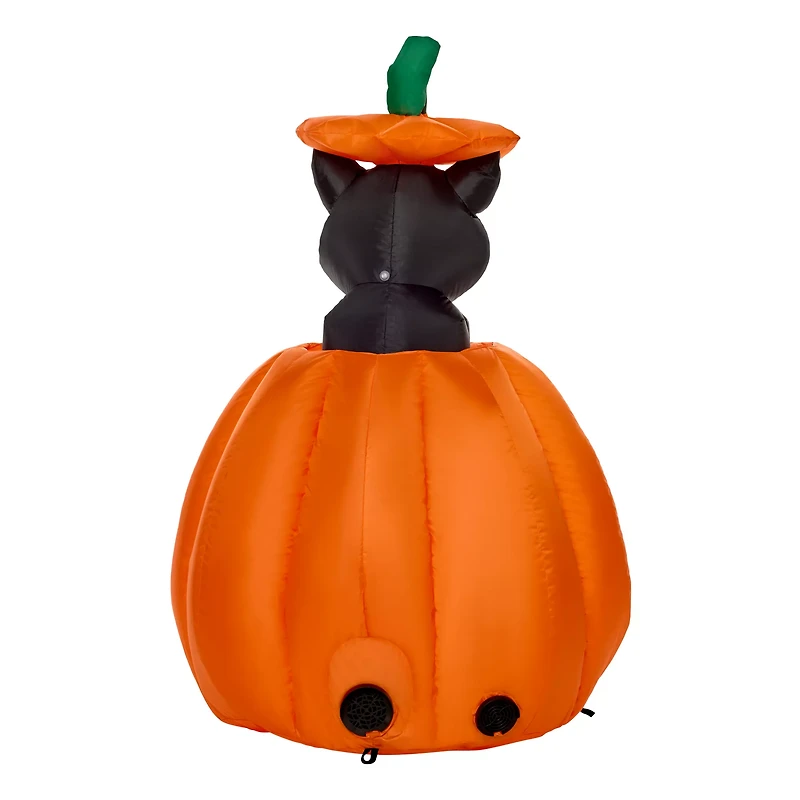 3 Ft 7 In Light-Up Animated Rising Pumpkin Cat Inflatable Decoration
