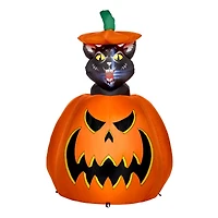3 Ft 7 In Light-Up Animated Rising Pumpkin Cat Inflatable Decoration