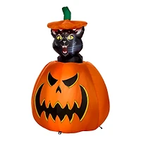 3 Ft 7 In Light-Up Animated Rising Pumpkin Cat Inflatable Decoration