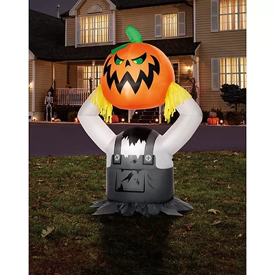 5 Ft 6 In Light-Up Pumpkin Scarecrow Inflatable Decoration