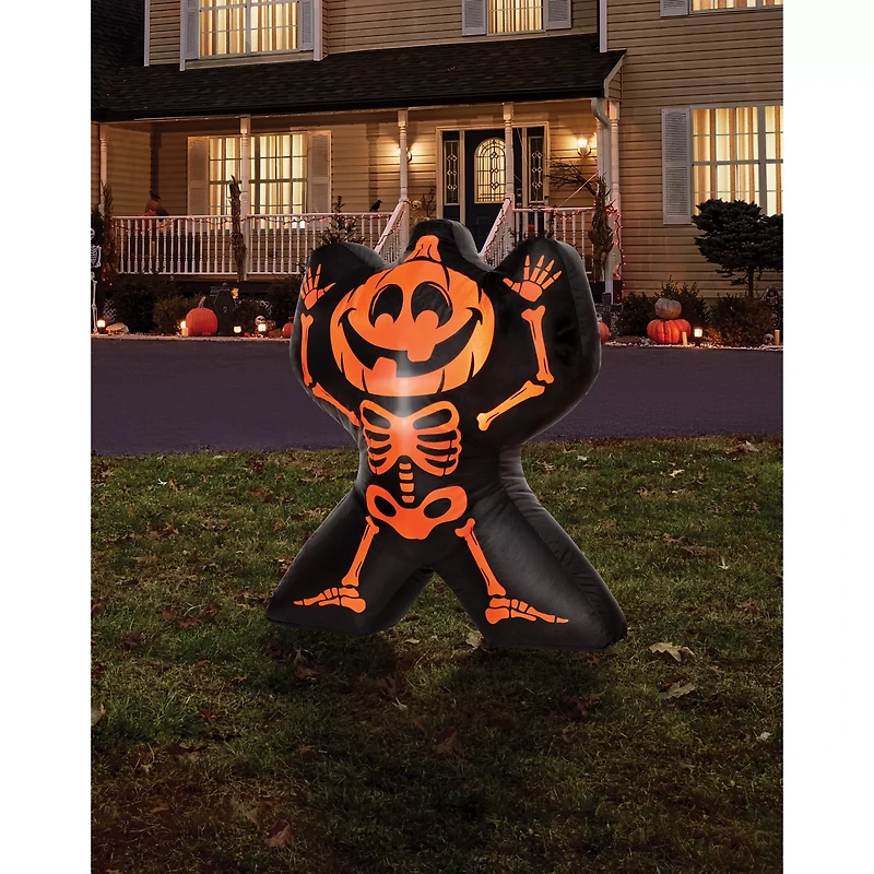 2 Ft Light-Up Jack-O-Lantern Skeleton Inflatable Decoration