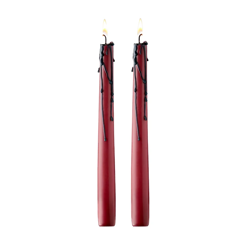 Enchant Red And Black Drip Taper Candles - 2 Pack