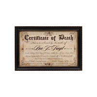 Doll Death Certificate Sign