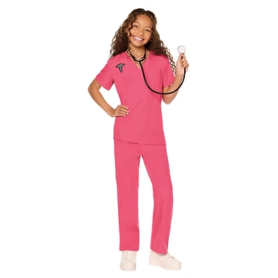 Kids Pink Medical Scrubs Costume
