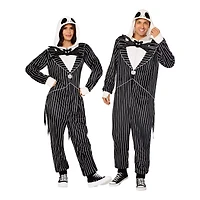 Adult Jack Skellington Hooded Plush Jumpsuit Costume -  The Nightmare Before Christmas