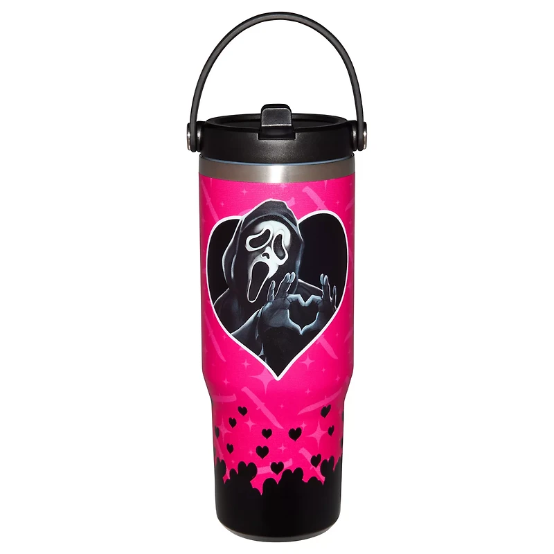Ghost Face Heart Travel Tumbler with Handle - 30 oz.